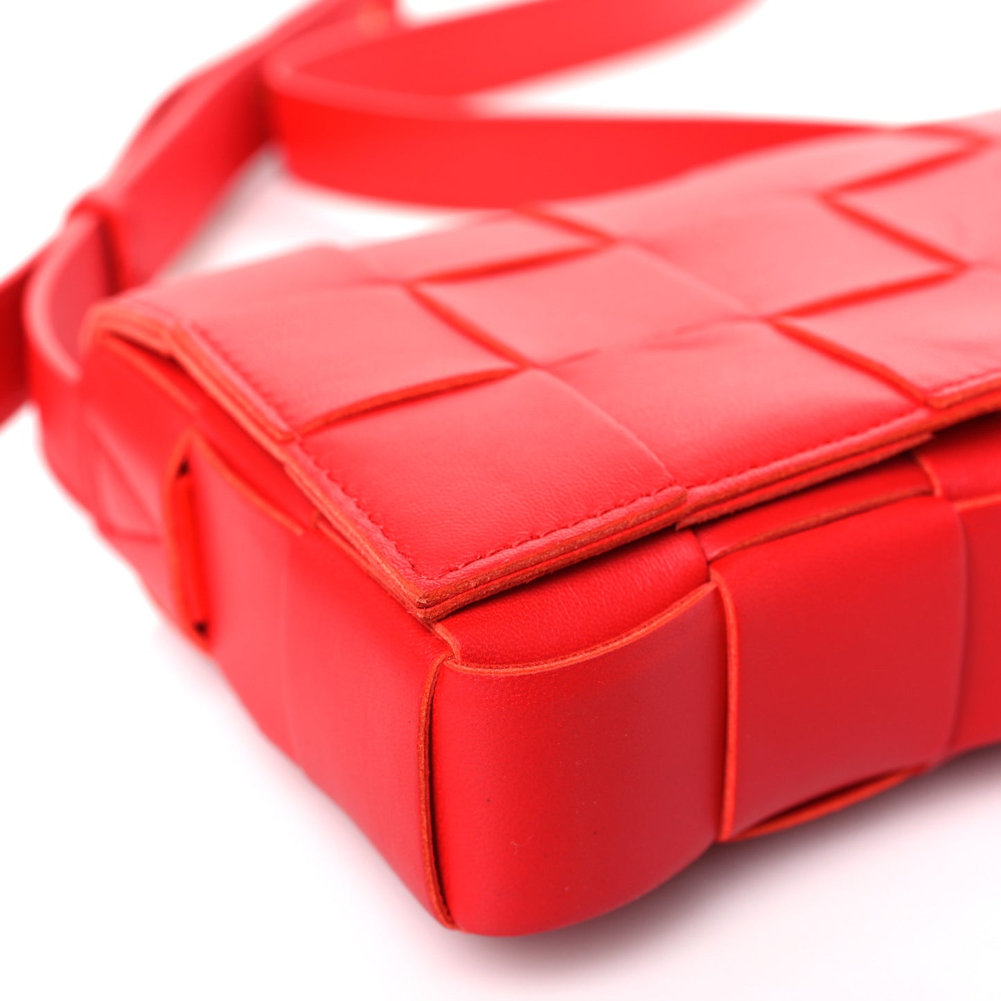 Lambskin Maxi Intrecciato Small Cassette Crossbody Bag Redstone