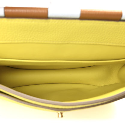 Hermes Taurillon Clemence Chevre Mysore Saut 25  Lime 5 of 9