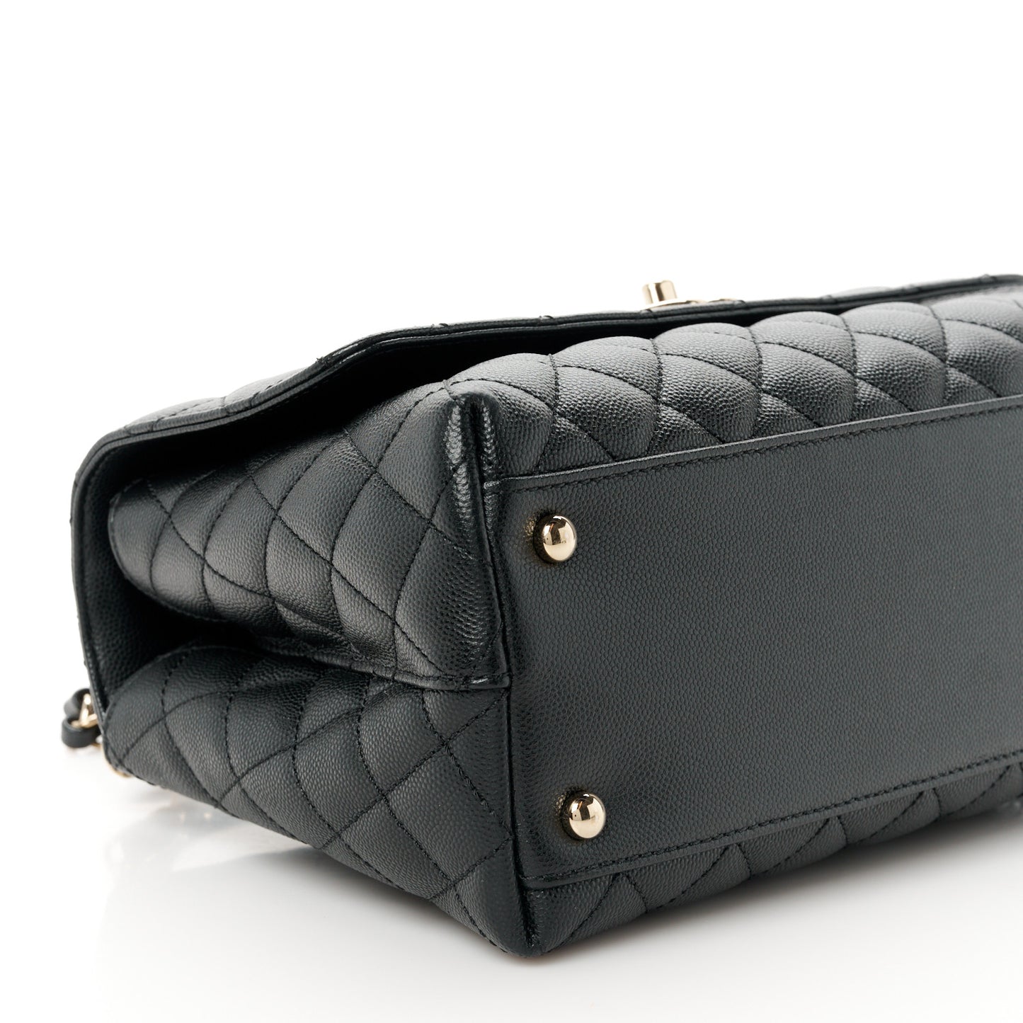 Caviar Lizard Quilted Small Coco Handle Flap Black