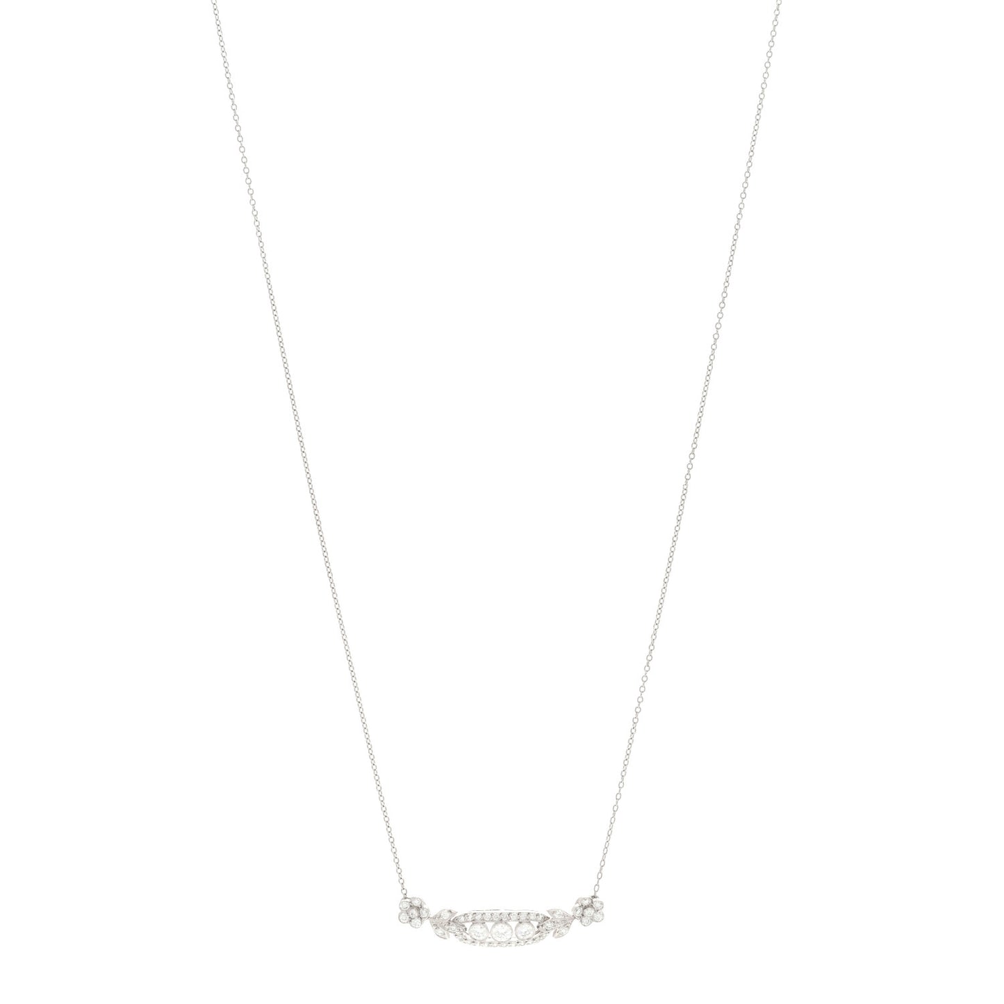 Platinum Diamond Flower Cluster Pendant Necklace