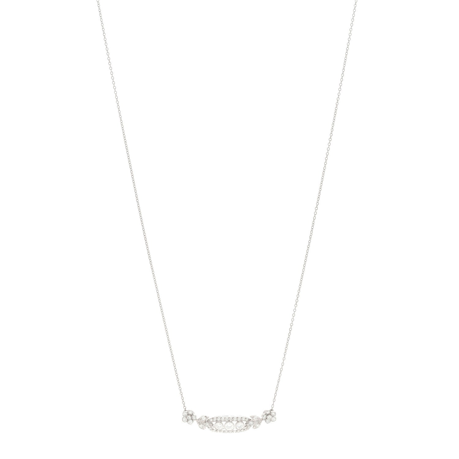 Tiffany Platinum Diamond Flower Cluster Pendant Necklace 1 of 6