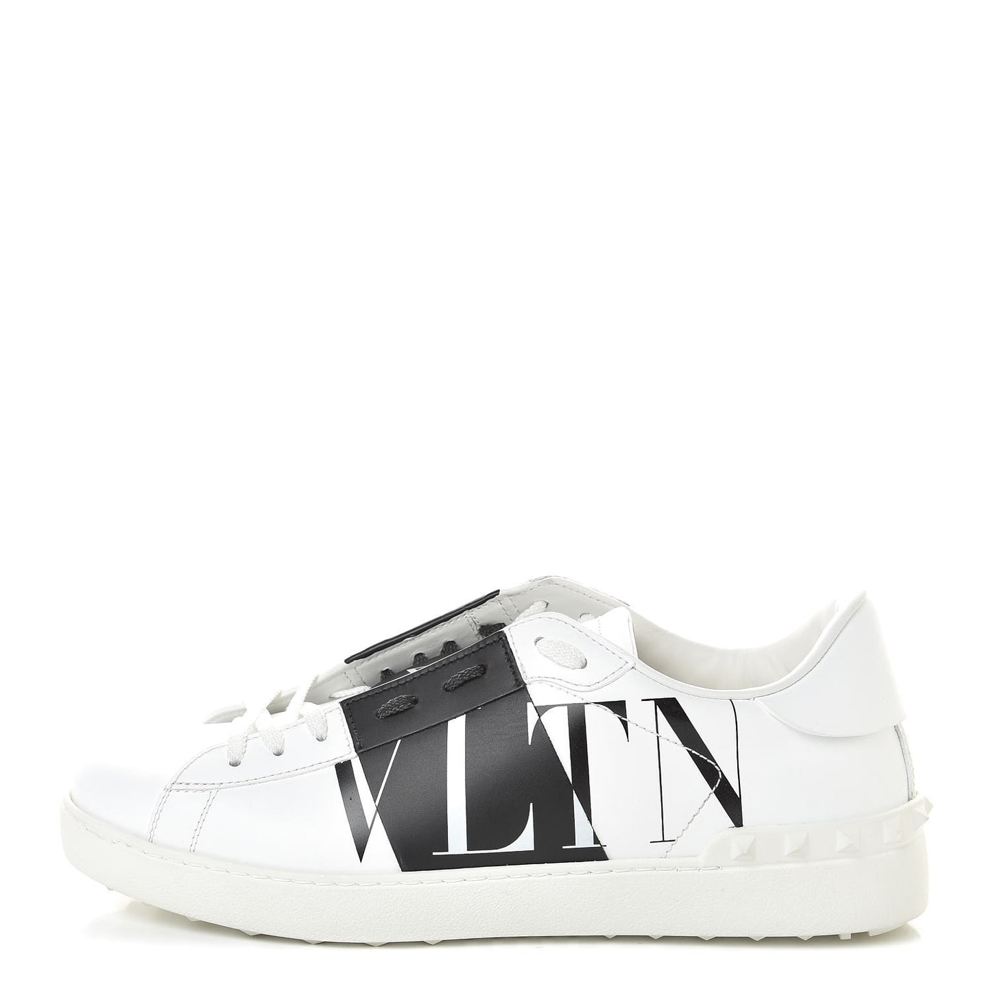 Calfskin Star VLTN Mens Rockstud Open Sneakers 42.5 White