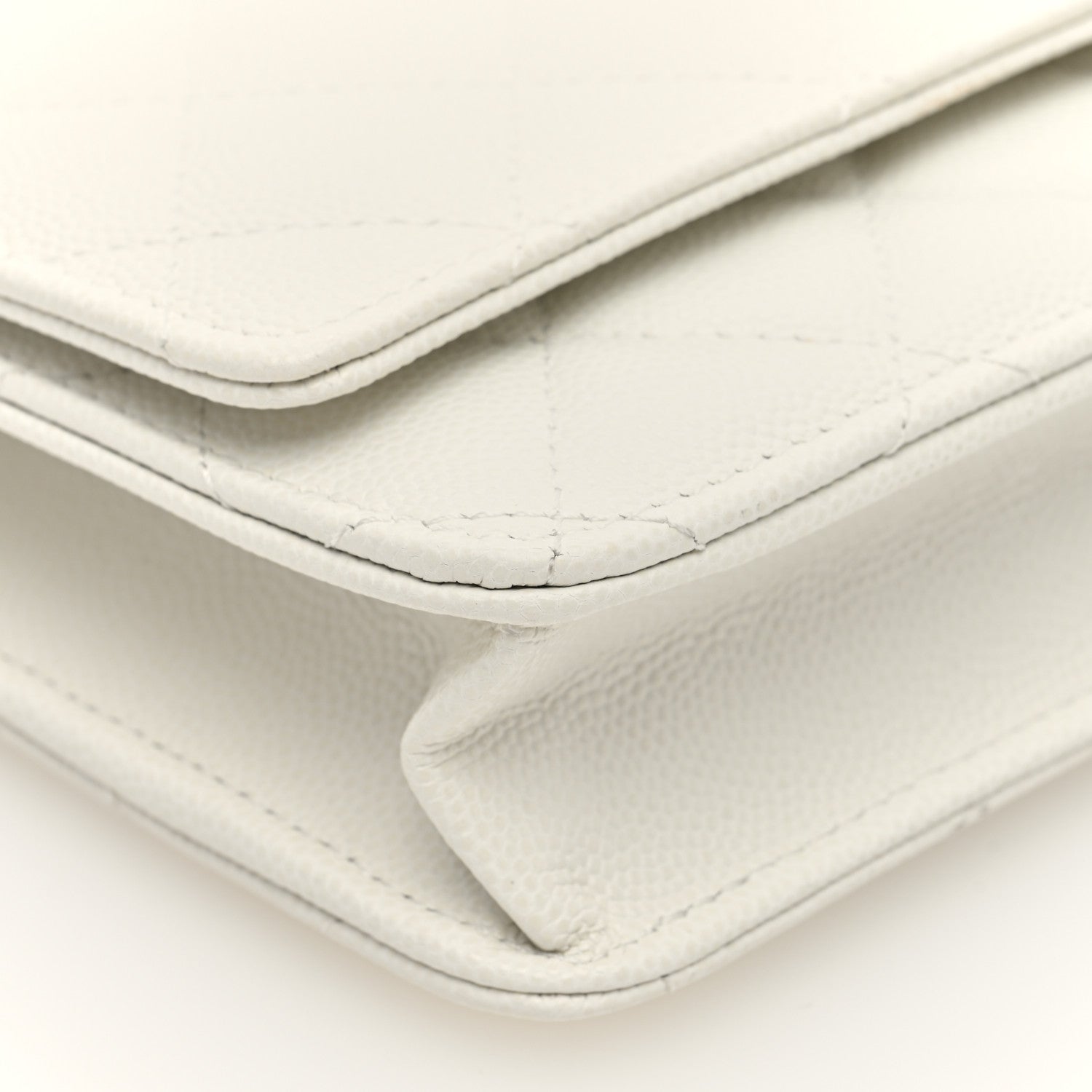 Chanel Caviar Quilted Chain CC Quilted Wallet On Chain WOC White 9 of 10