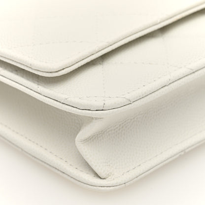 Chanel Caviar Quilted Chain CC Quilted Wallet On Chain WOC White 9 of 10