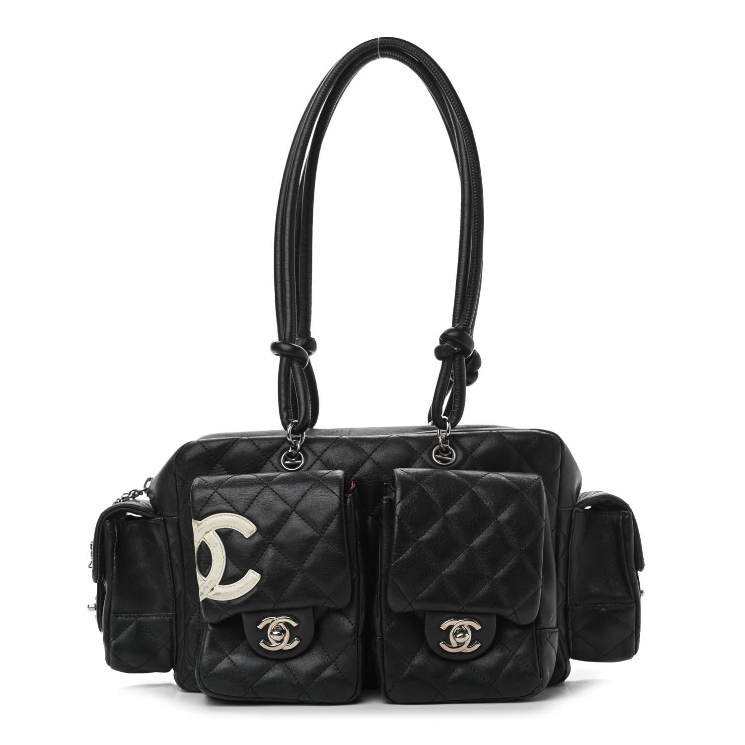 Chanel Calfskin Quilted Small Cambon Multipocket Reporter Black White 1 of 15