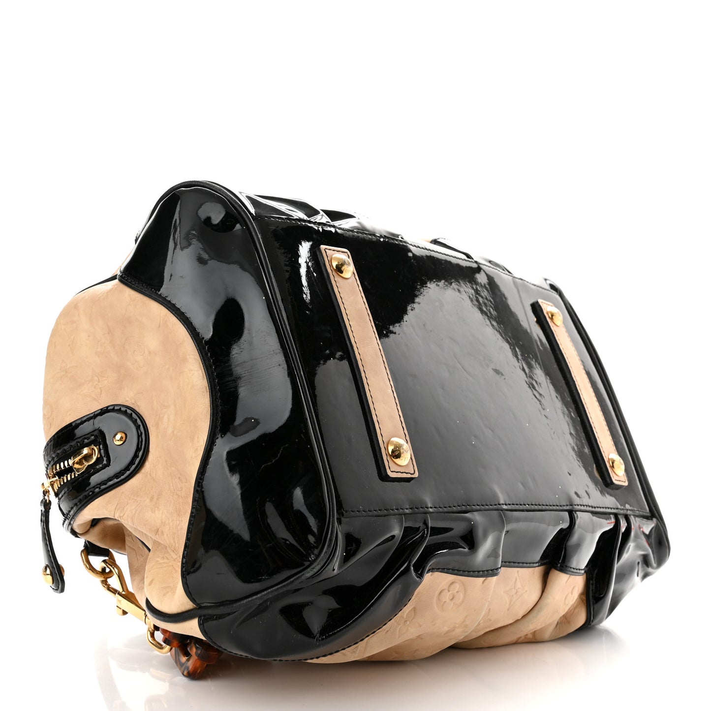 Calfskin Patent Embossed Monogram Stephen Ivory