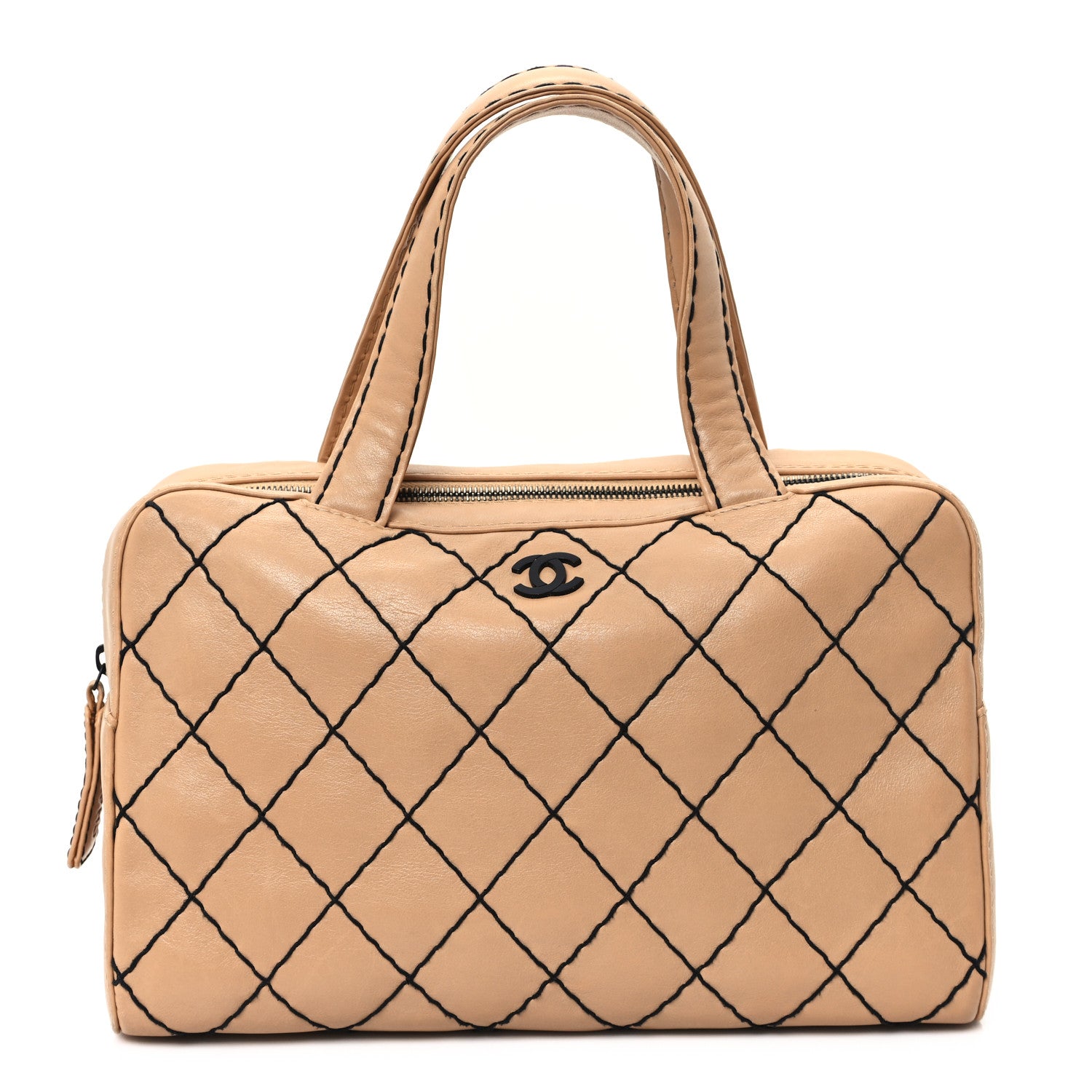 Chanel Calfskin Wild Stitch Top Handle Bag Beige 1 of 11