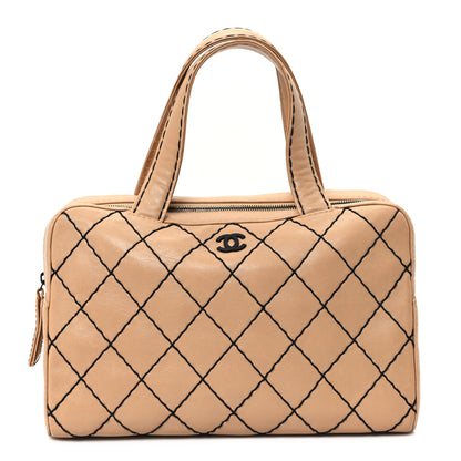 Chanel Calfskin Wild Stitch Top Handle Bag Beige 1 of 11