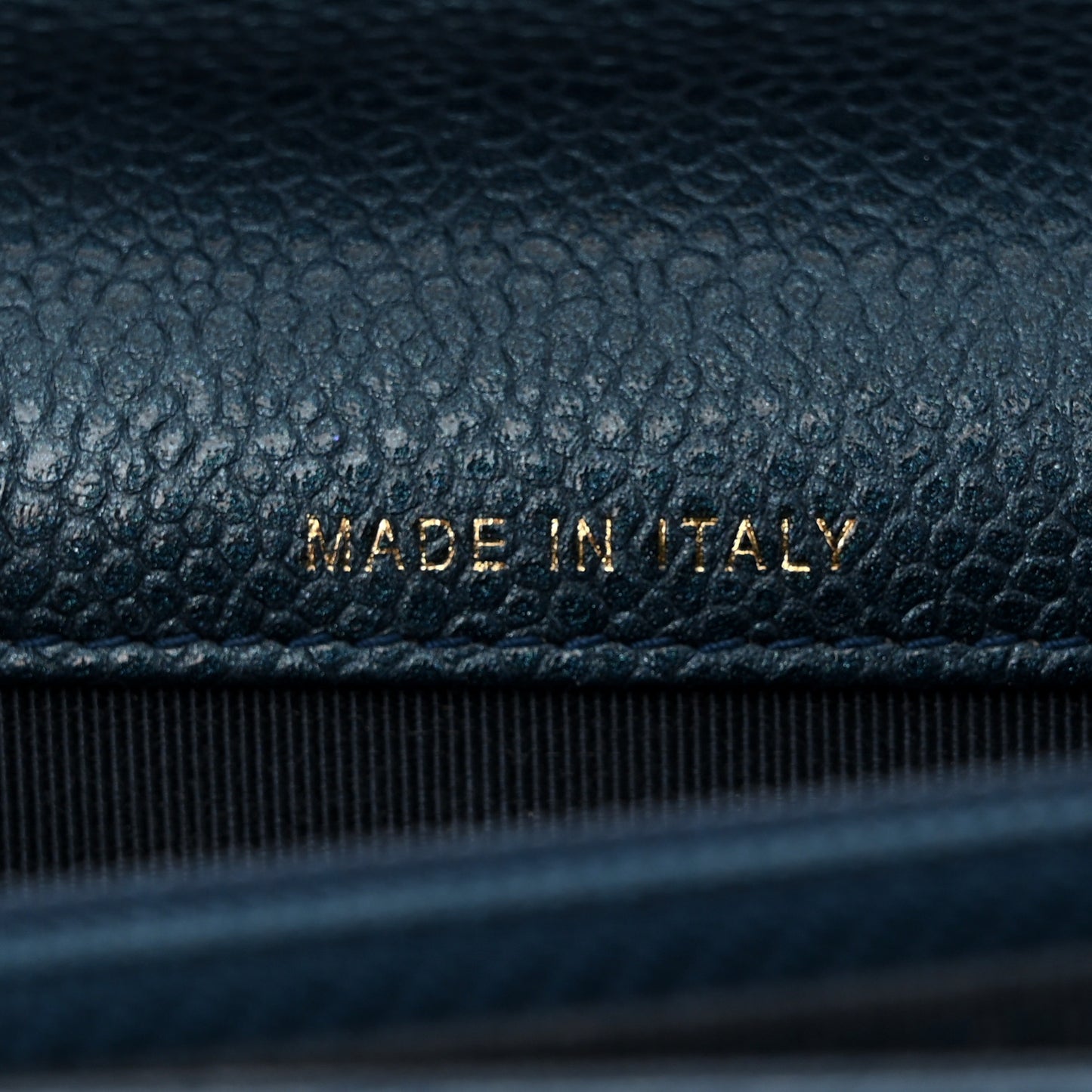 Metallic Caviar Quilted Square Wallet On Chain WOC Dark Blue