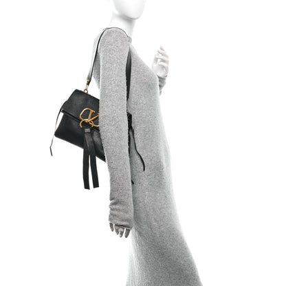Valentino Garavani Pebbled Calfskin VRing Shoulder Bag Black 2 of 8