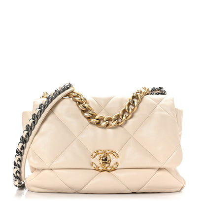 Chanel Lambskin Quilted Large Chanel 19 Flap Light Beige 1 of 11
