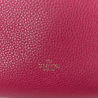 Valentino Garavani Pebbled Calfskin Rockstud Flip Lock Flap Messenger Raspberry 7 of 10