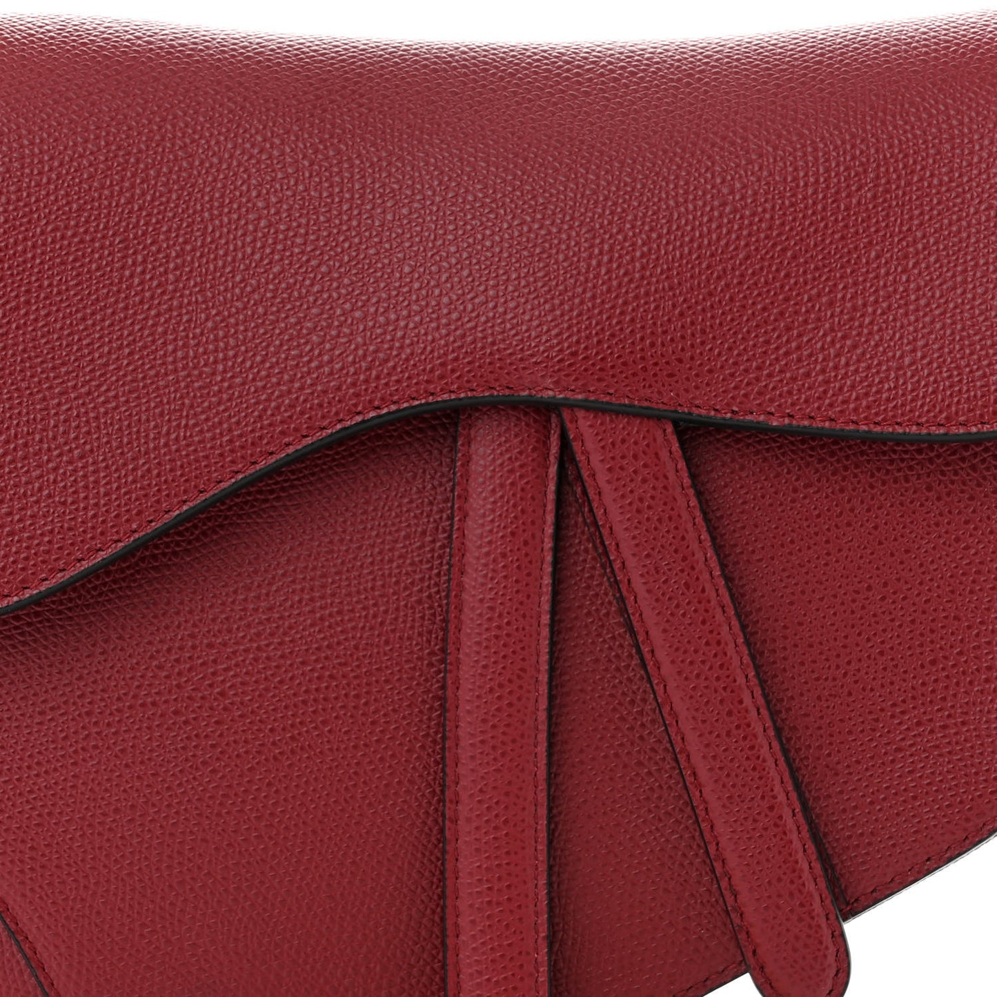 Grained Calfskin Saddle Bag Red
