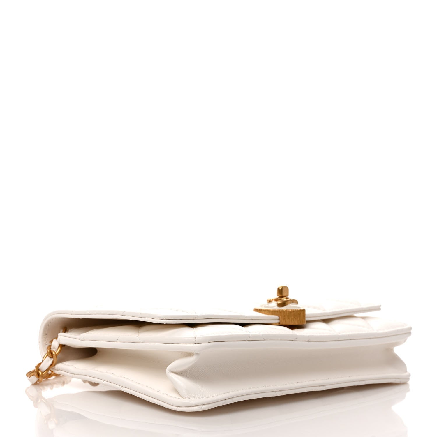 Chanel Lambskin Plexiglass Quilted Coco Love Wallet On Chain WOC White 4 of 11