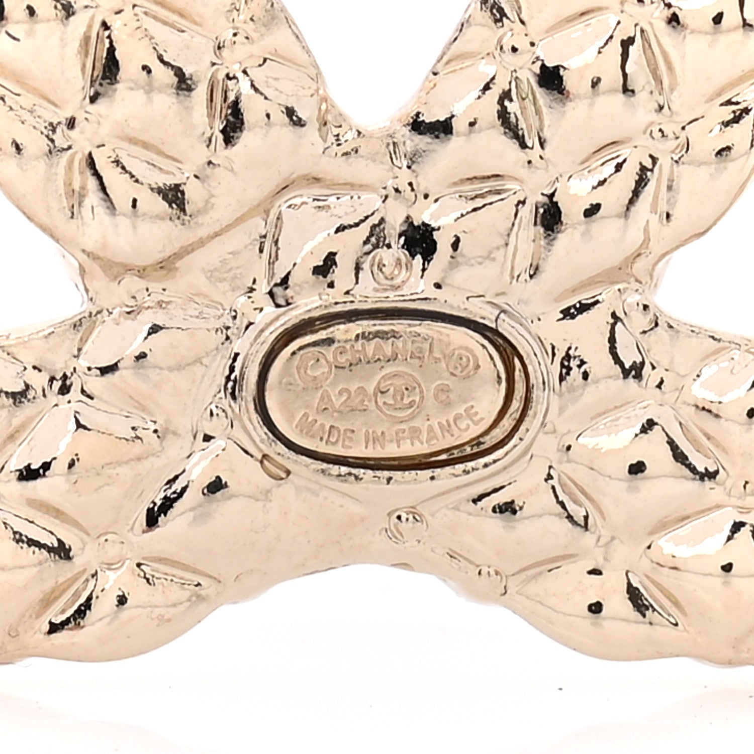 Chanel Metal Crystal Baguette CC Brooch Gold 4 of 5
