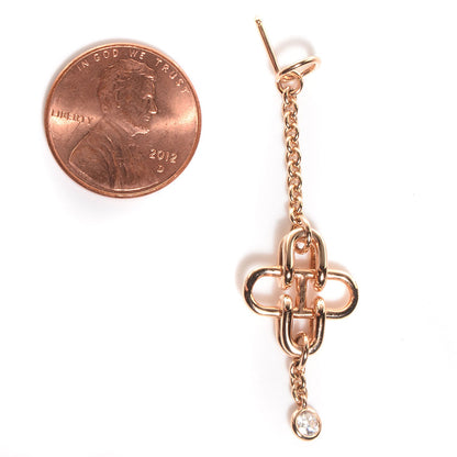 Hermes 18K Rose Gold Rose de' Mer Diamond Dangle Earrings 2 of 5