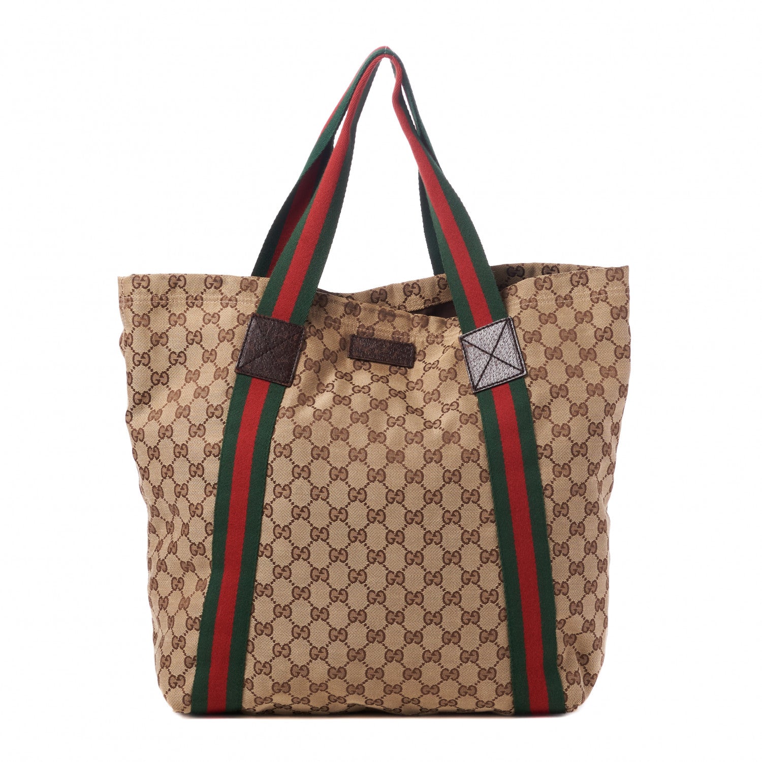Gucci GG Monogram Medium Web Handle Vertical Tote Dark Brown 1 of 8