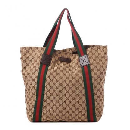 Gucci GG Monogram Medium Web Handle Vertical Tote Dark Brown 1 of 8