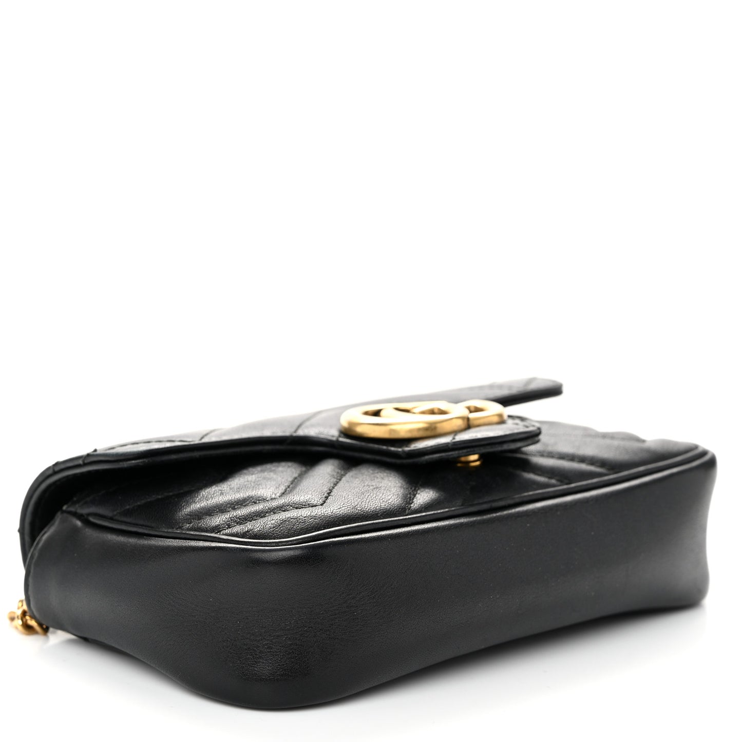Calfskin Matelasse Super Mini GG Marmont Shoulder Bag Black