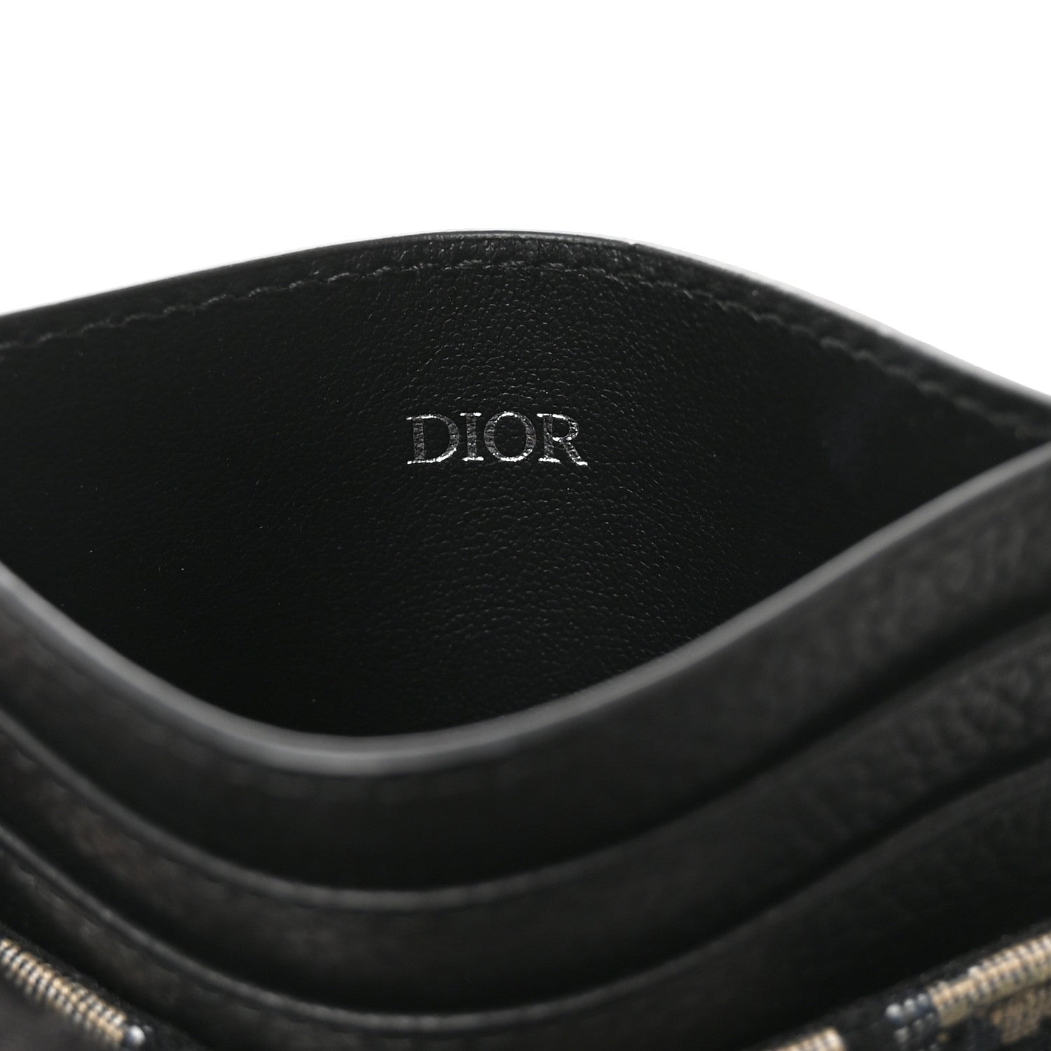 Christian Dior Grained Calfskin Oblique Card Holder Black 6 of 6
