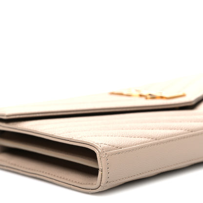 Saint Laurent Grain De Poudre Matelasse Chevron Monogram Chain Wallet Nude Powder 8 of 9