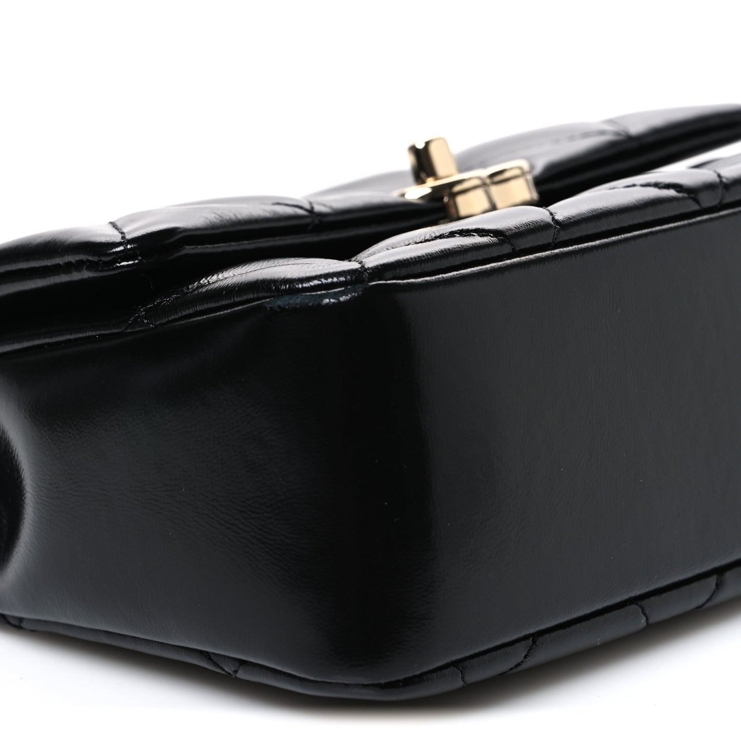 Shiny Lambskin Quilted Mini Coco Trip Flap Bag Black