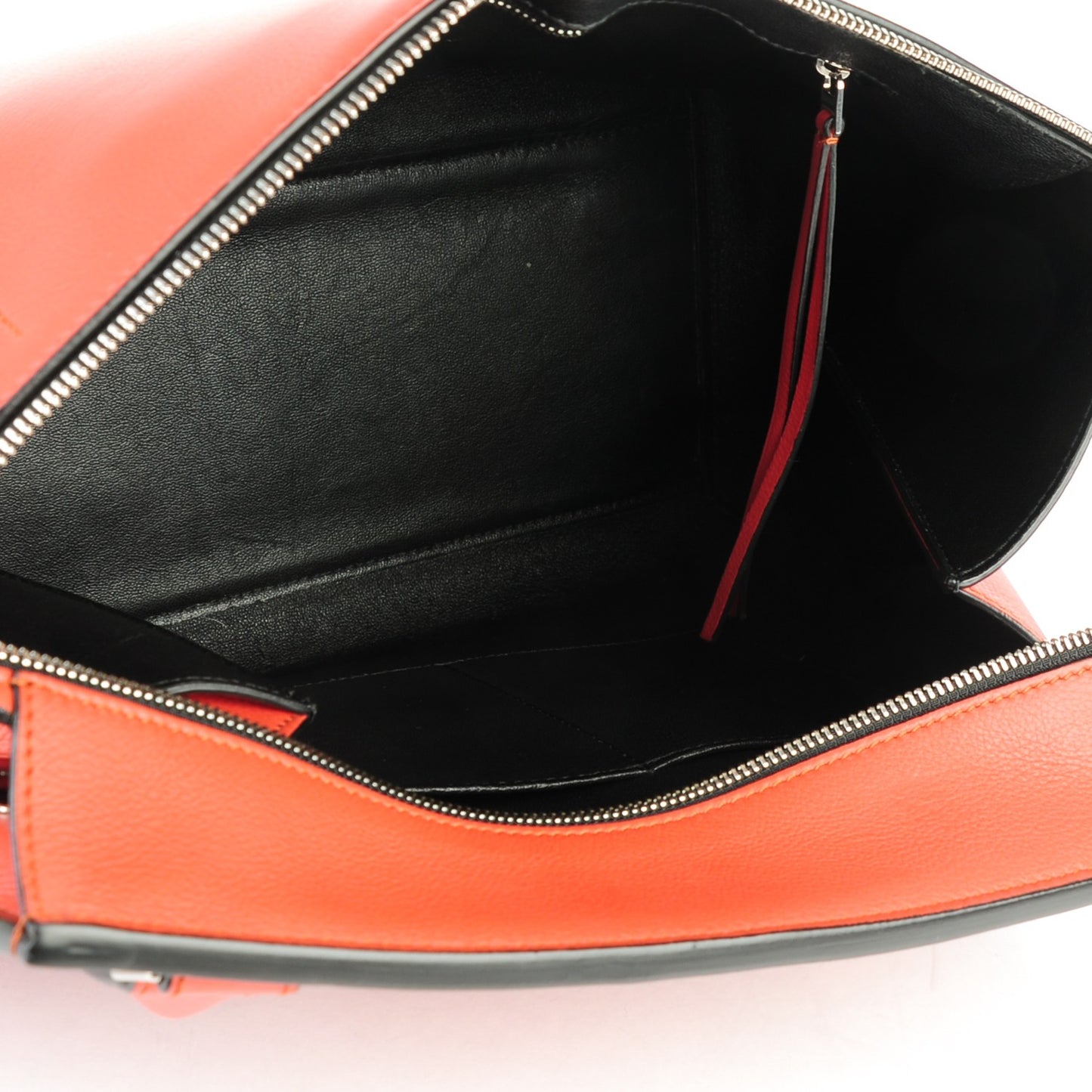 Drummed Calfskin Medium Edge Shoulder Bag Vermillion