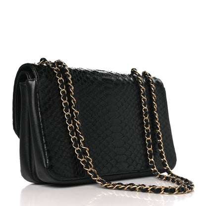 Chanel Snakeskin Lambskin Medium Enamel CC Flap Black 3 of 10