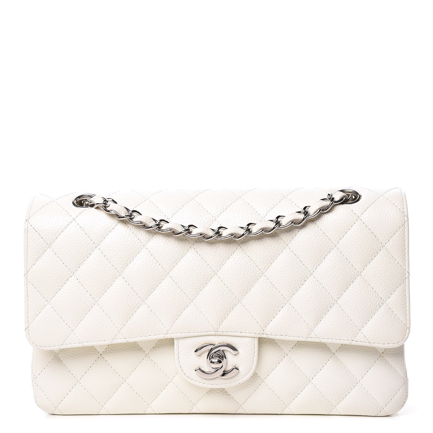 Chanel Caviar Quilted Medium Double Flap White 1 of 13