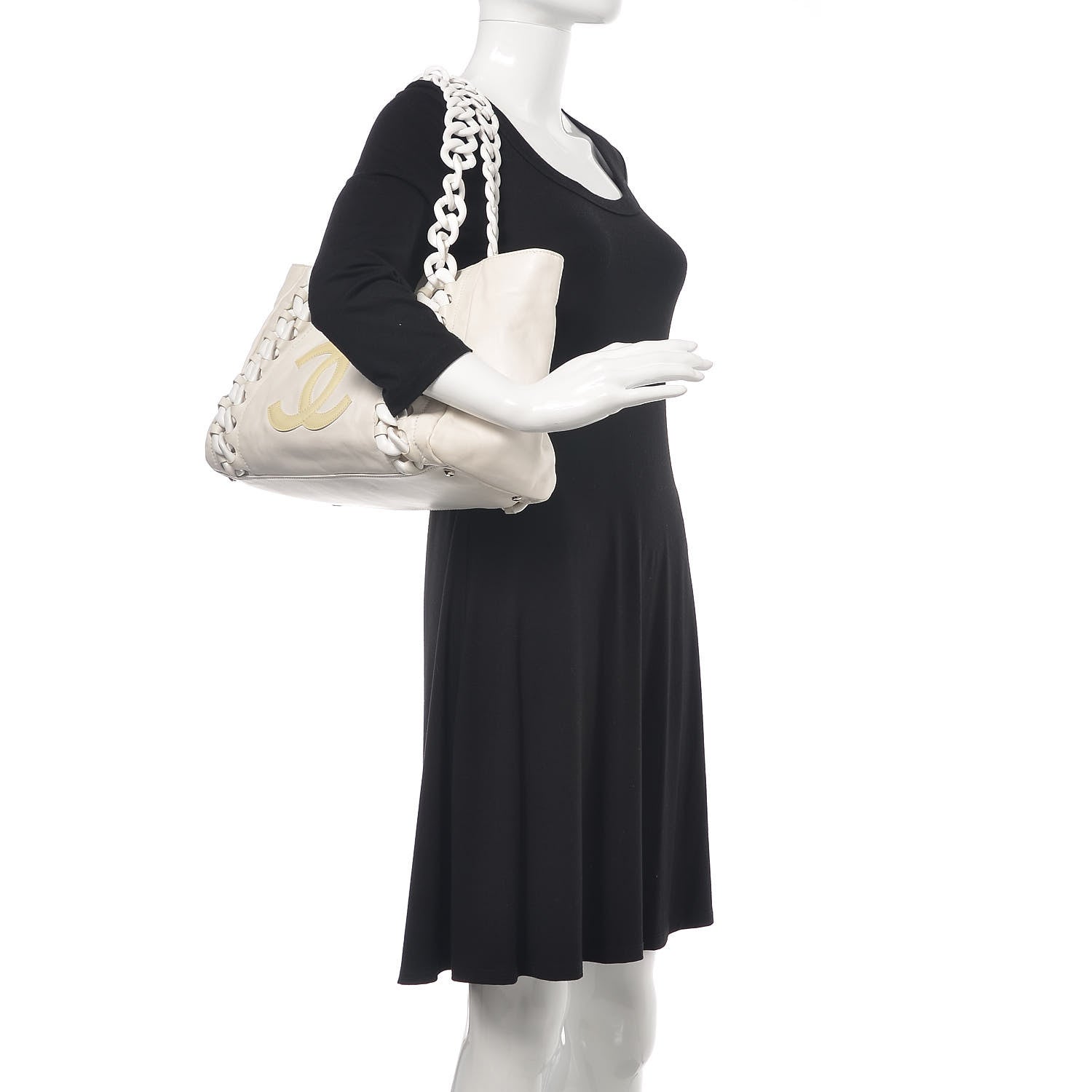 Chanel Calfskin Modern Chain Rhodoid East West Tote White 2 of 10