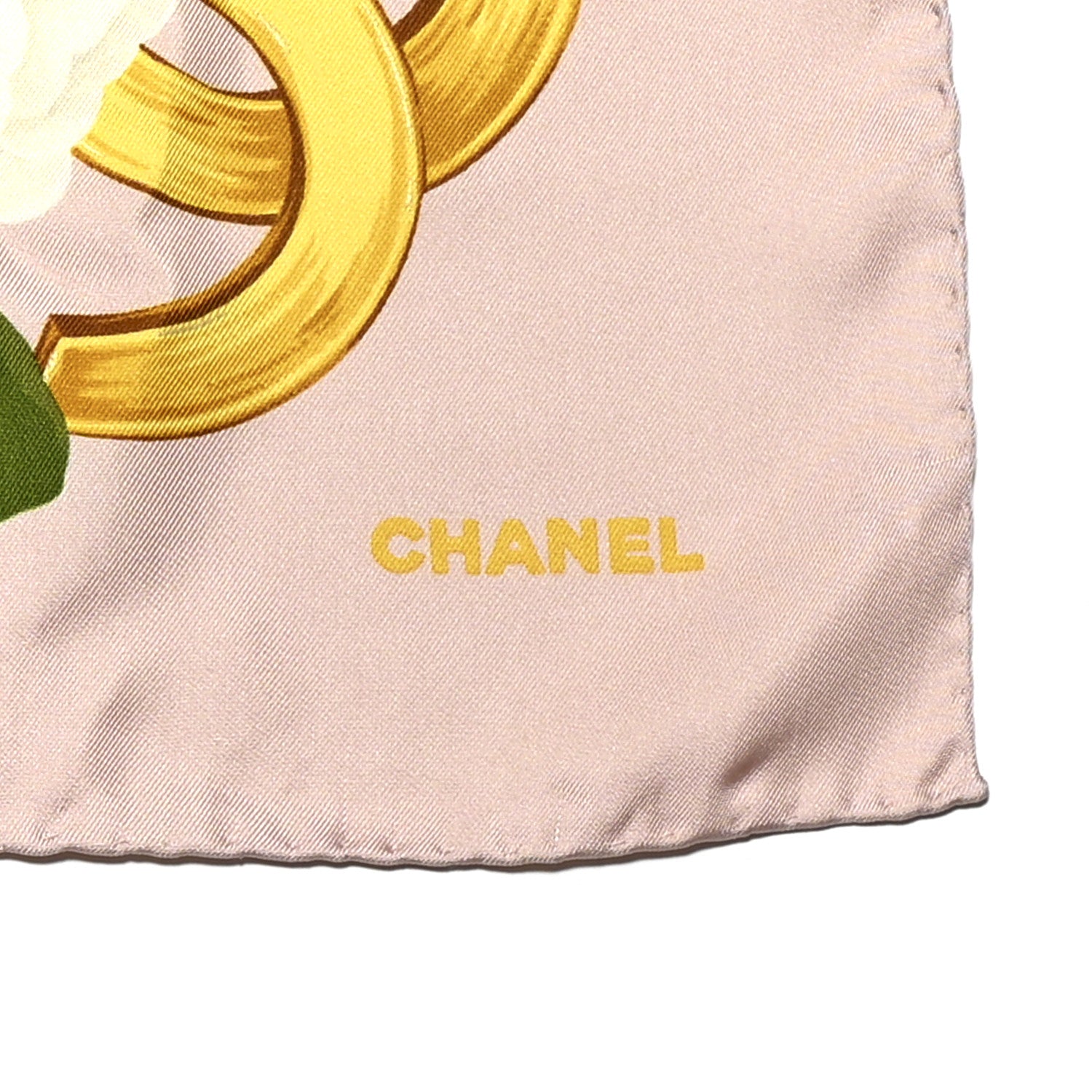 Chanel Silk CC Logo Camellia Scarf White Pink Multicolor 2 of 3
