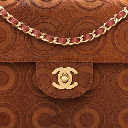 Chanel Pony Hair CocoDouble East West Flap Dark Orange 9 of 11