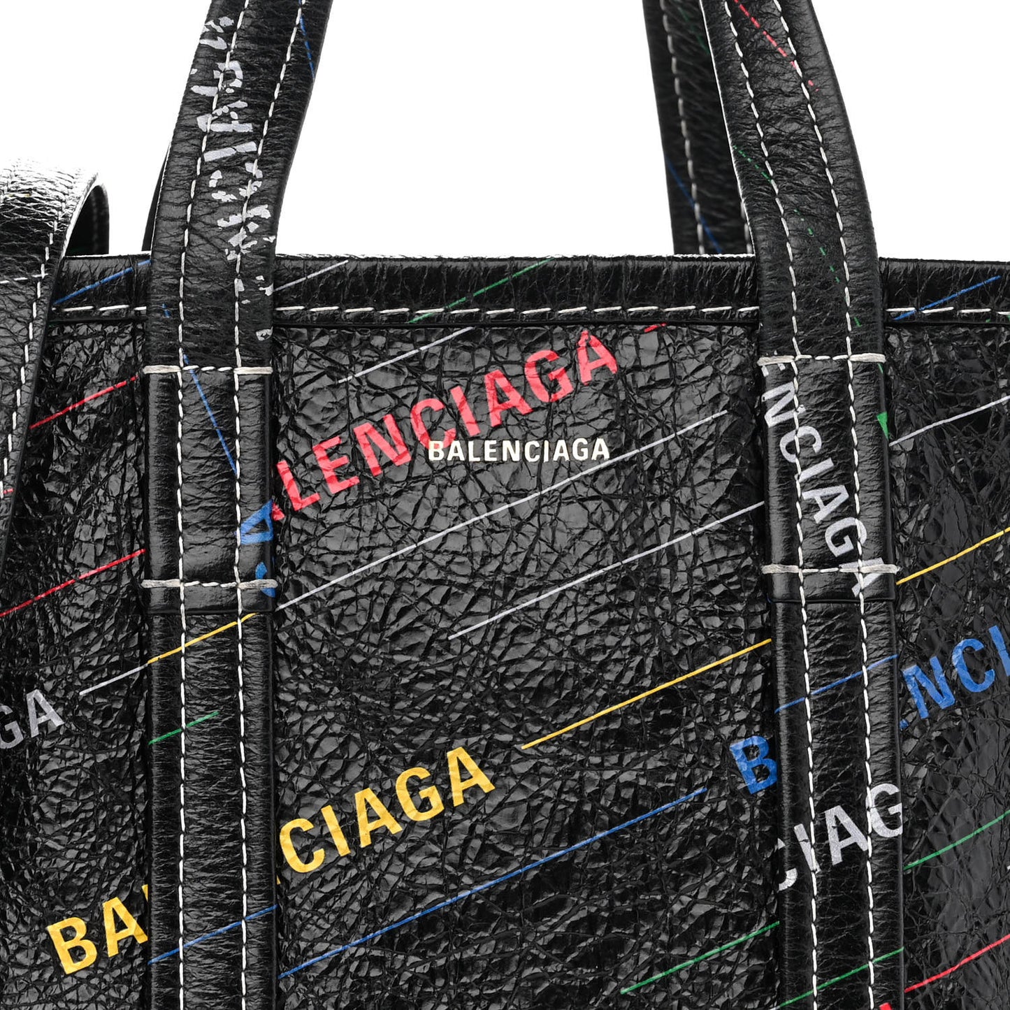 Agneau Arena Logo Multicolor Print XS Bazar Shopper Tote Black Multicolor