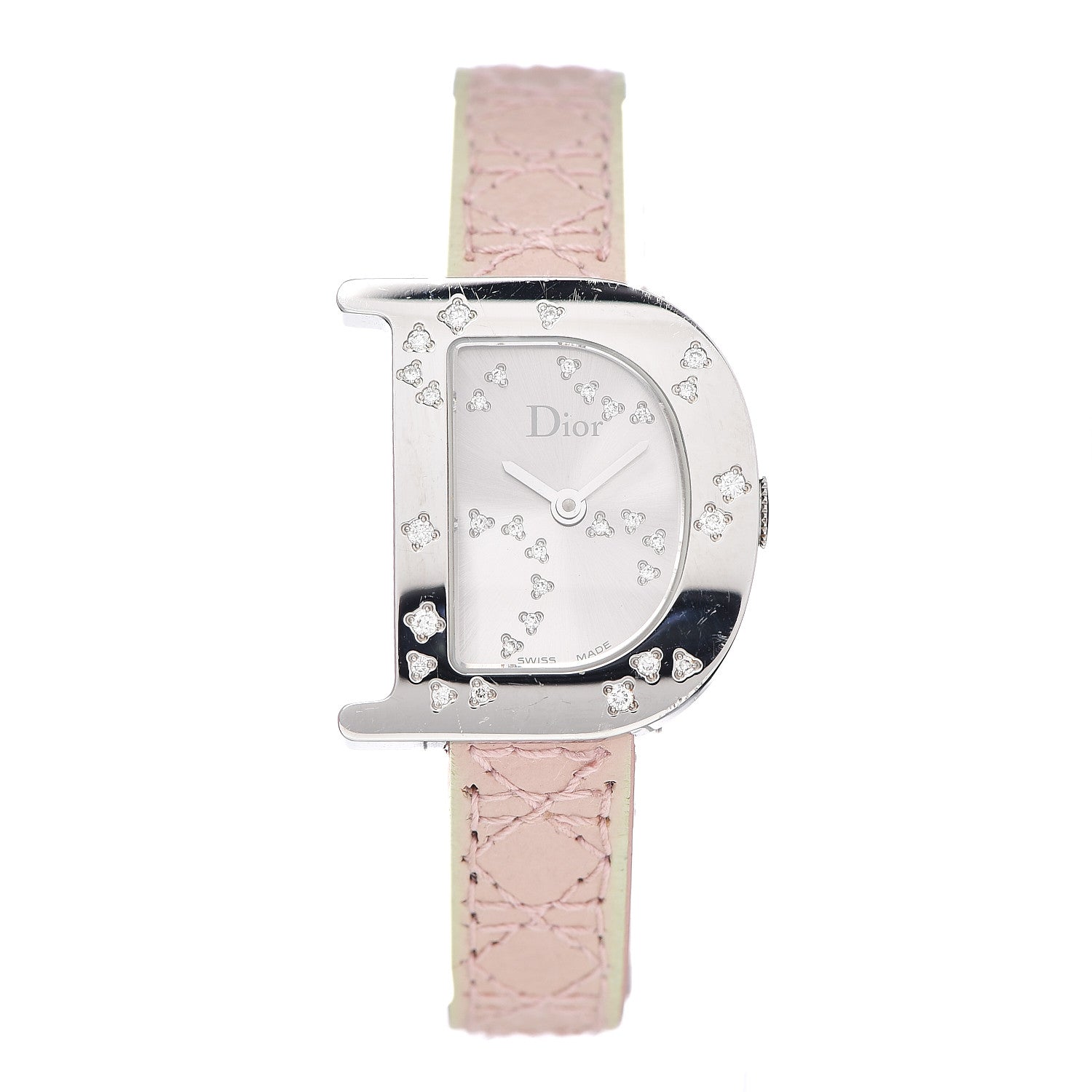 Christian Dior Stainless Steel Calfskin Diamond 22mm Lady D Quartz Watch 1 of 10