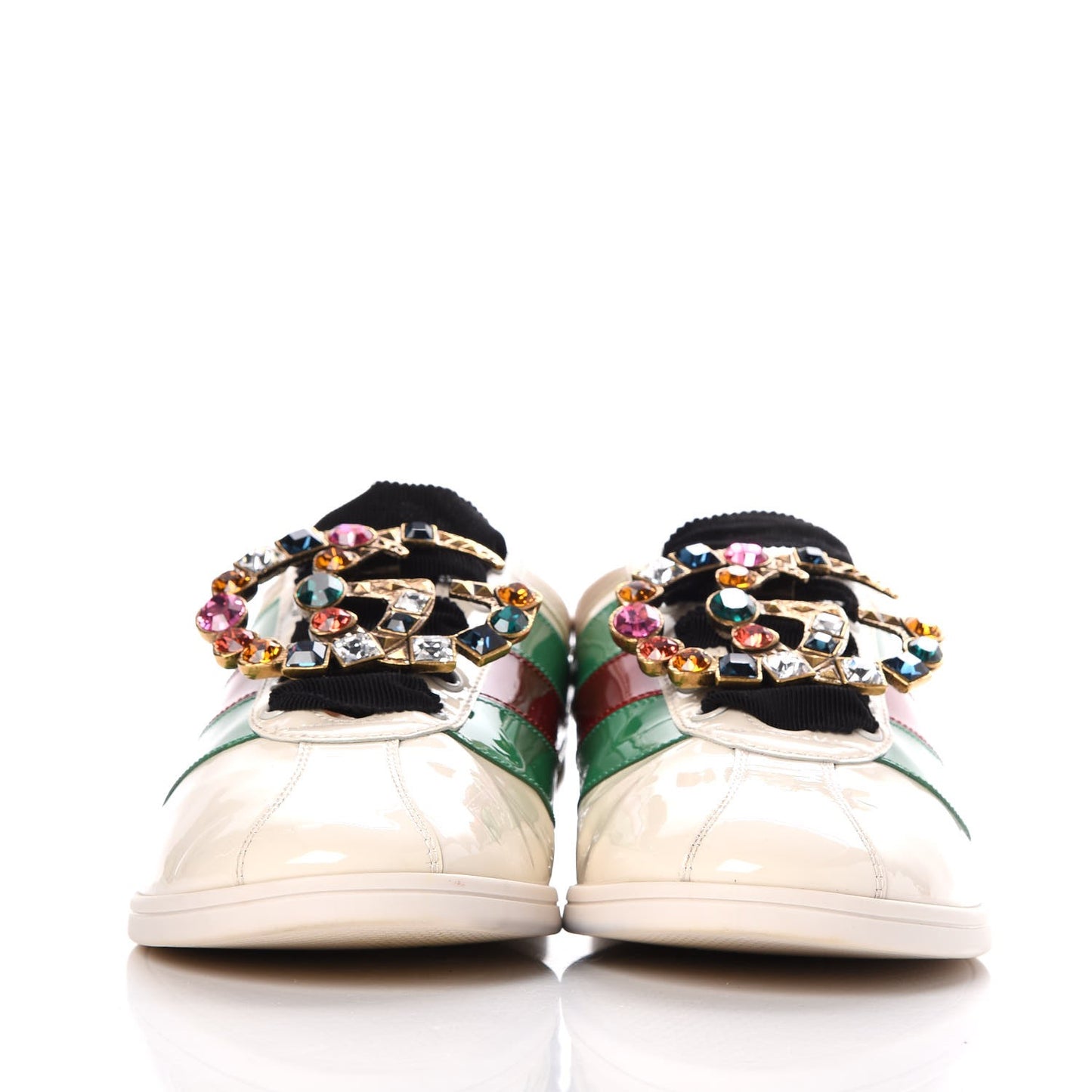 Patent Crystal Web GG Womens Falacer Sneakers 39 Mystic White New Shamarock Red