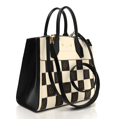 Louis Vuitton Calfskin Monogram Damier Tressage City Steamer MM Creme 3 of 10