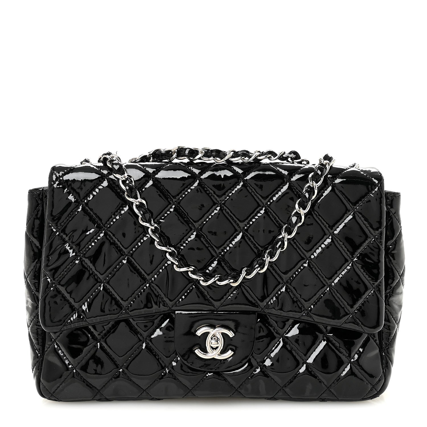 Chanel Patent Quilted Jumbo Single Flap Black 1 of 10