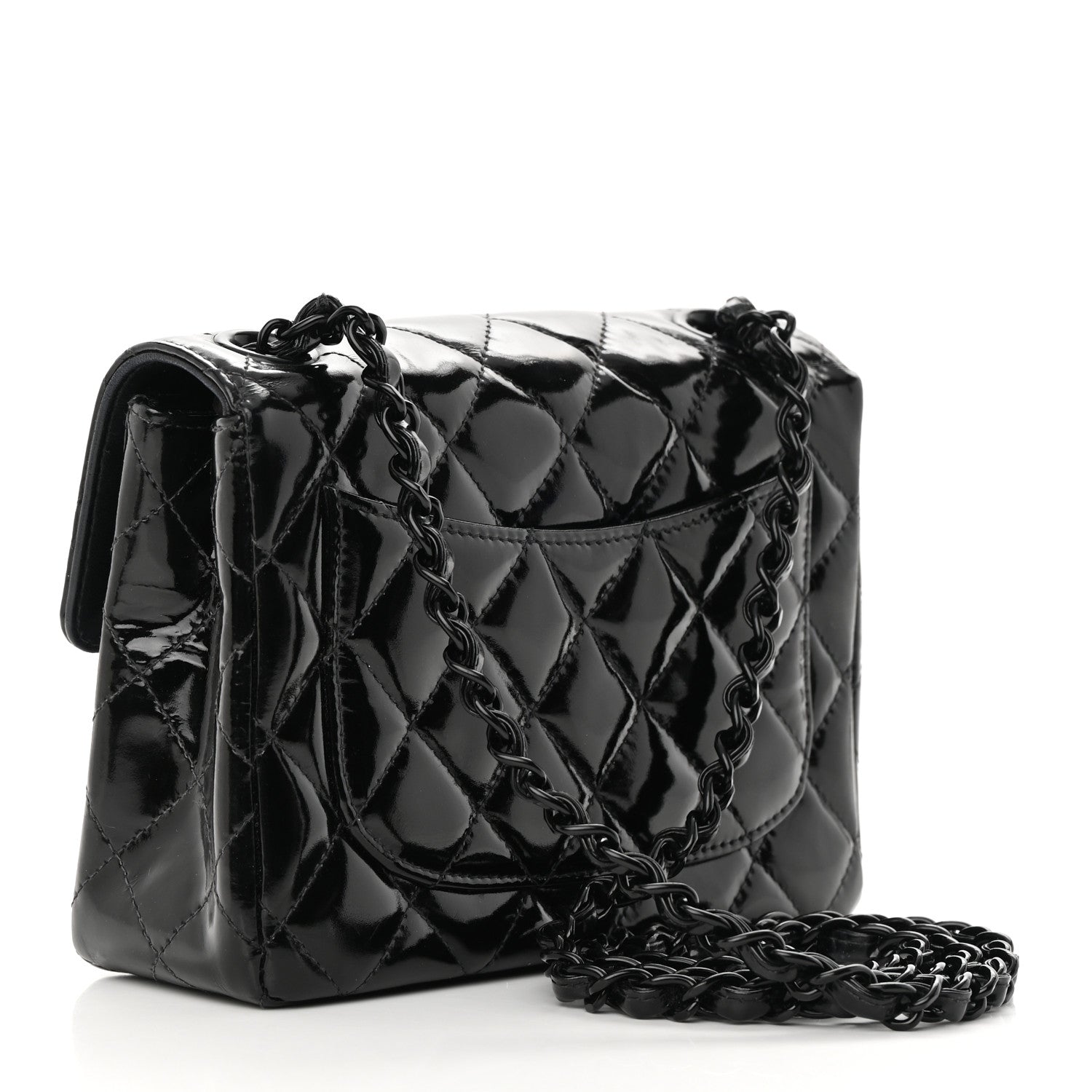 Chanel Patent Calfskin Quilted Mini Square Flap So Black 3 of 18