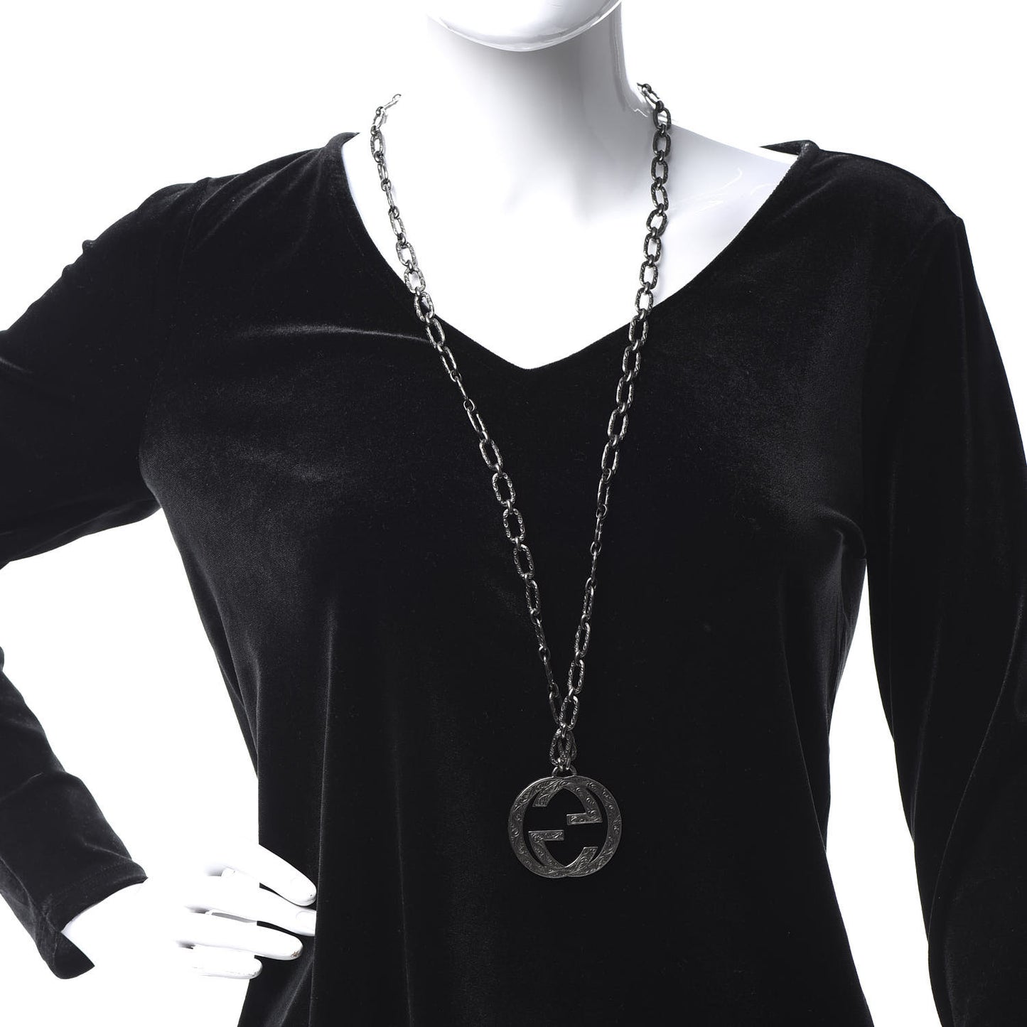 Sterling Silver Large Interlocking G Pendant Necklace