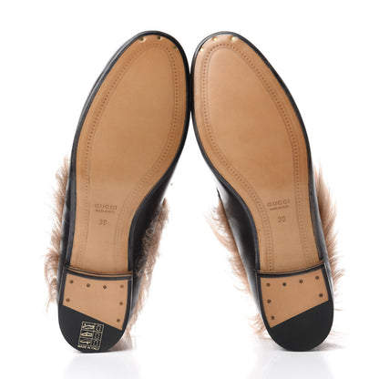 Gucci Malaga Kid Fur Womens Jordaan Loafers 38 Black Natural 5 of 8
