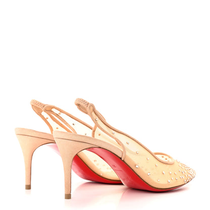 Christian Louboutin Suede Silk Crystal Strass Follies 70 Slingback Pumps 37 Light Silk 4 of 12