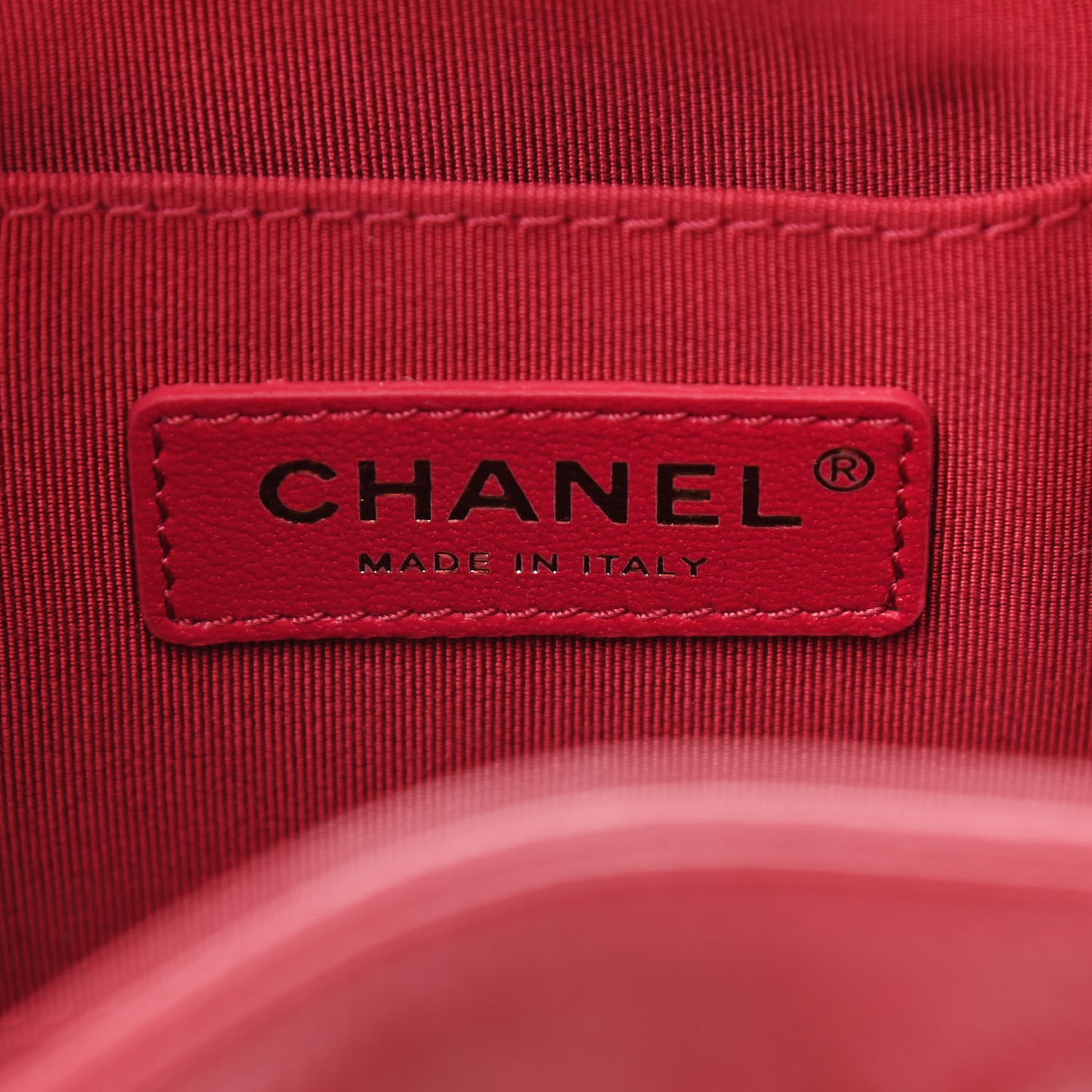 Shiny Aged Calfskin CC Chain Mini Drawstring Bag Red