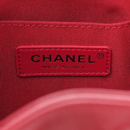 Chanel Shiny Aged Calfskin CC Chain Mini Drawstring Bag Red 5 of 9