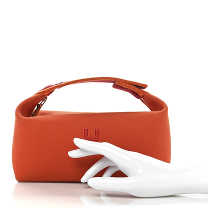 Hermes Canvas Small Bride-A-Brac Pouch Orange Burgundy 2 of 10