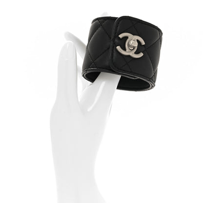 Chanel Lambskin Quilted CC Turnlock Cuff Bracelet S Black 2 of 5