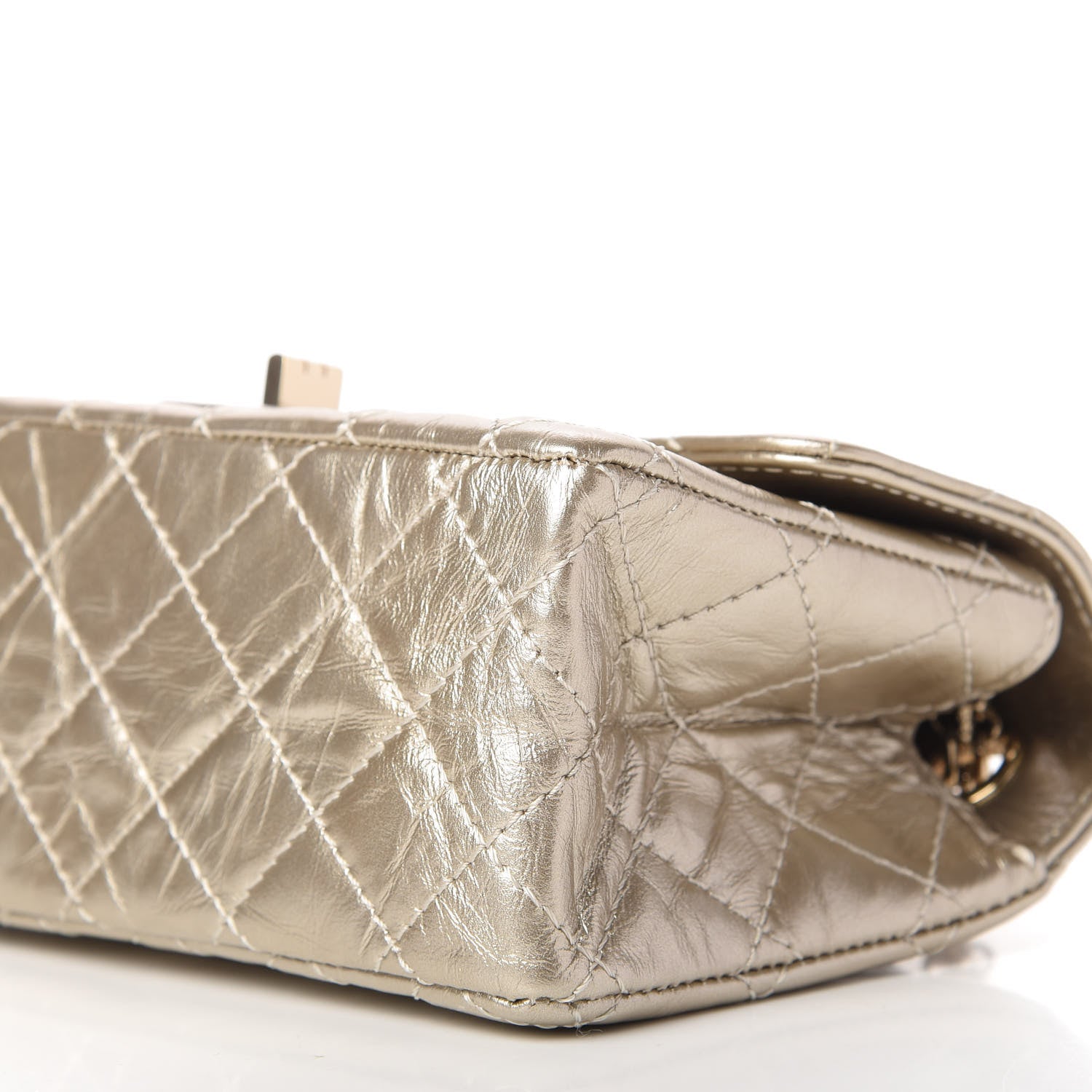 Chanel Metallic Aged Calfskin Quilted 2.55 Reissue Mini Flap Light Gold 7 of 10
