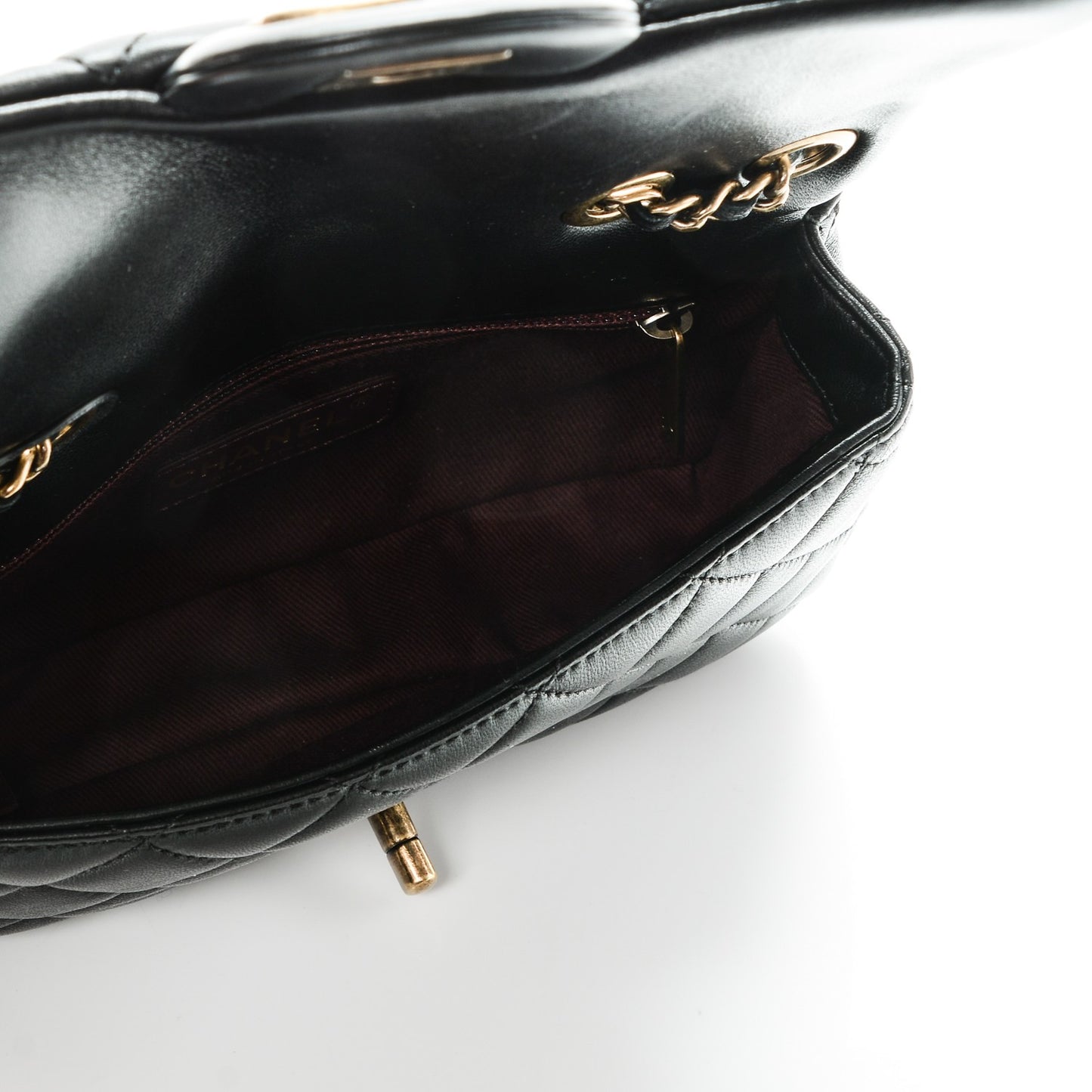 Lambskin Quilted Meat Packaged Mini Rectangular Flap Black