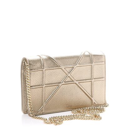 Christian Dior Metallic Grained Calfskin Diorama Wallet on Chain Pouch Light Gold 3 of 10