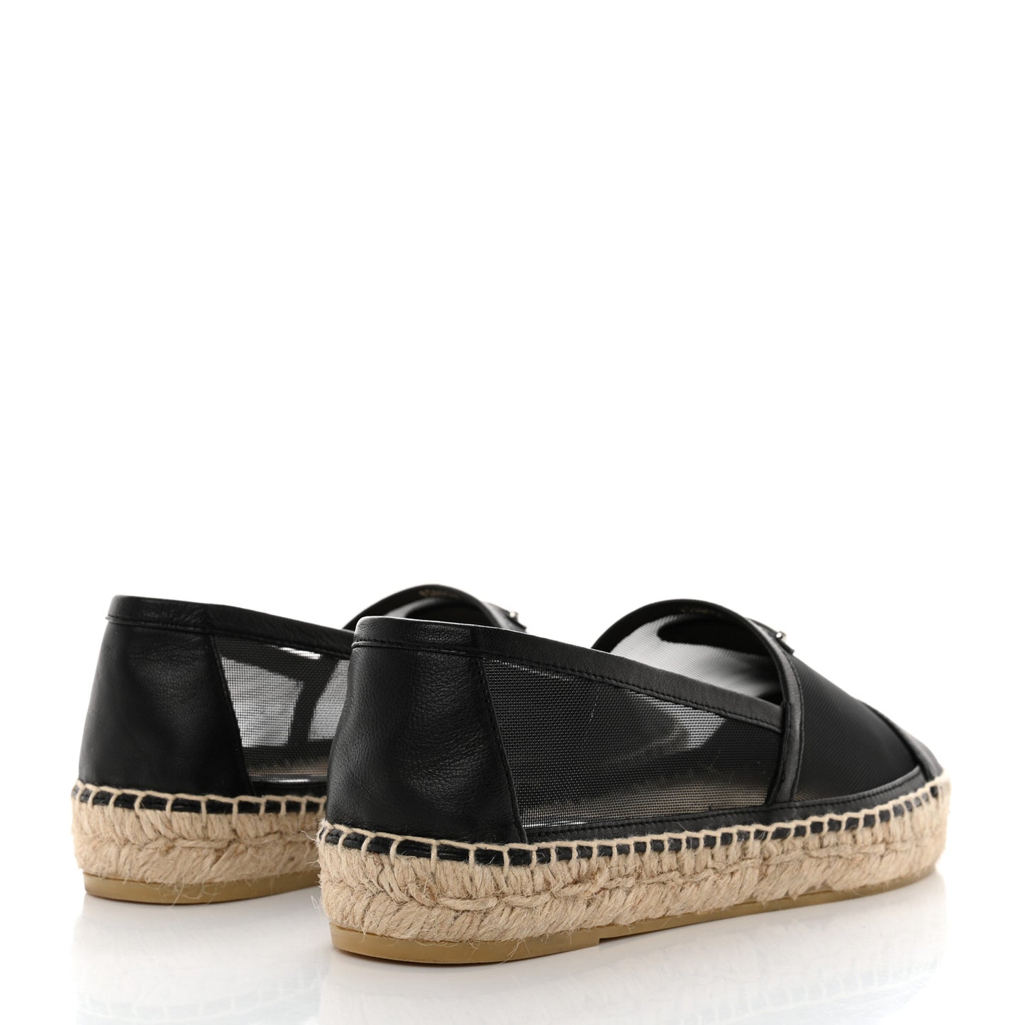 Rete Nappa Metal Triangle Logo 20mm Espadrilles 36 Black