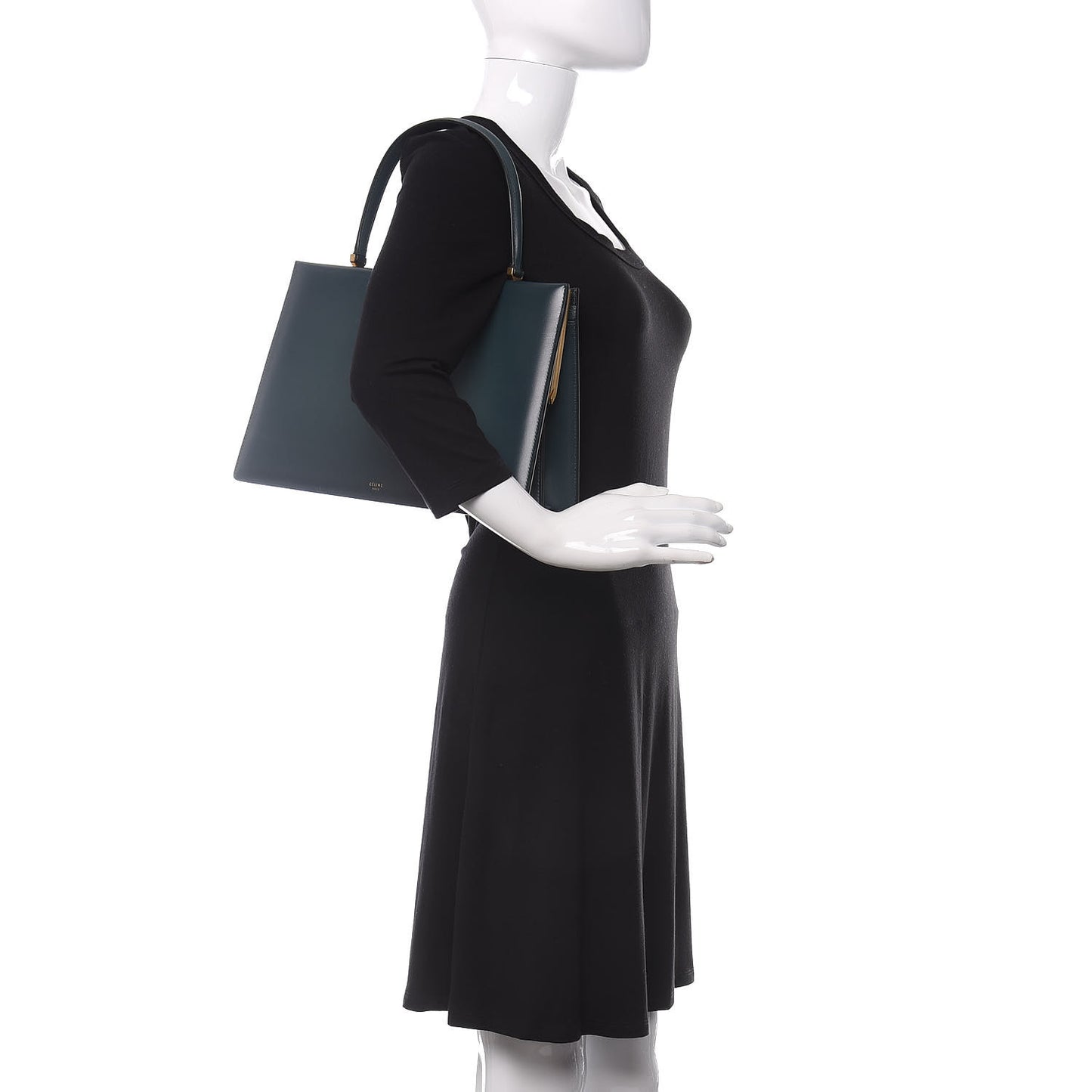 Box Calfskin Medium Clasp Bag Dark Green